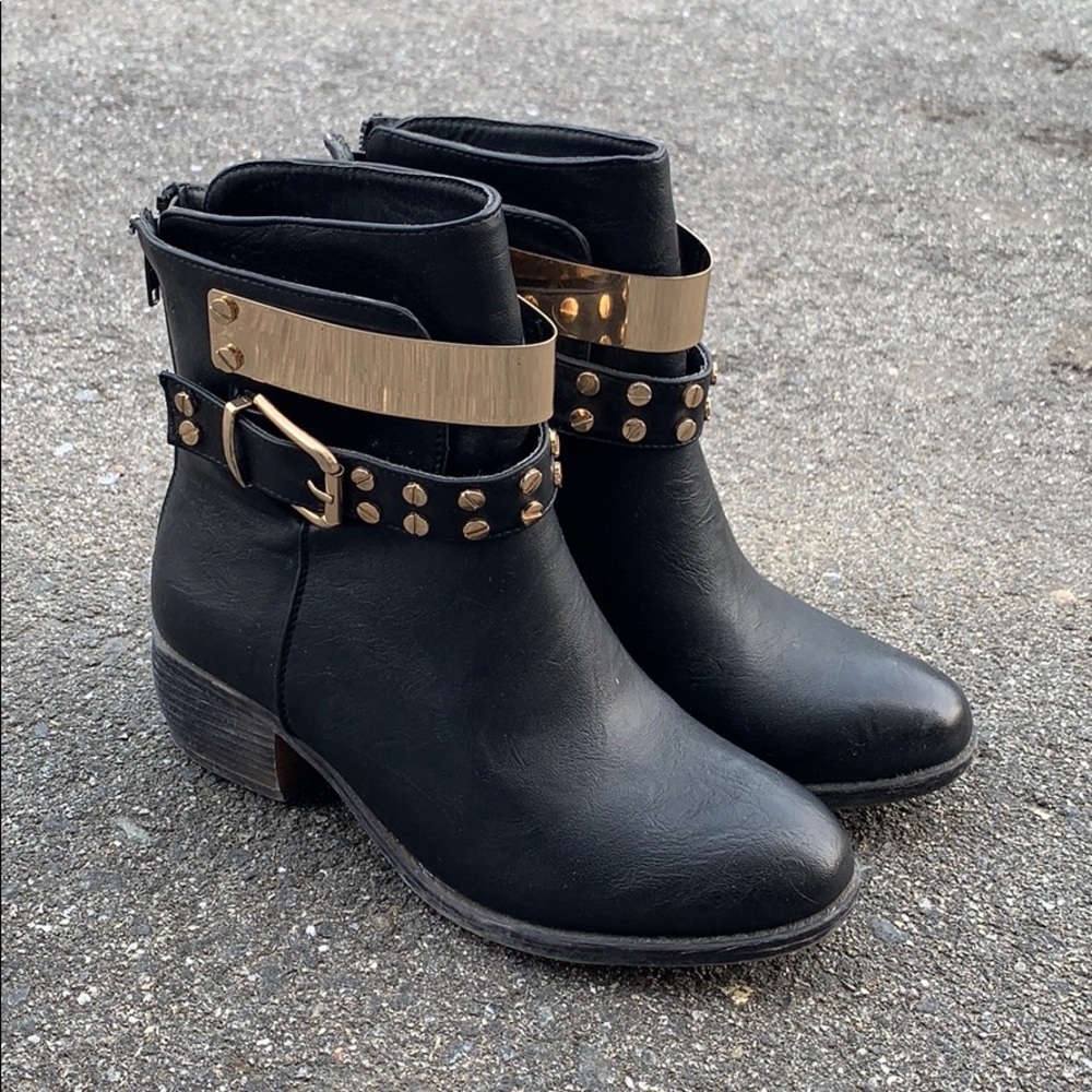 Booties with gold hardware details